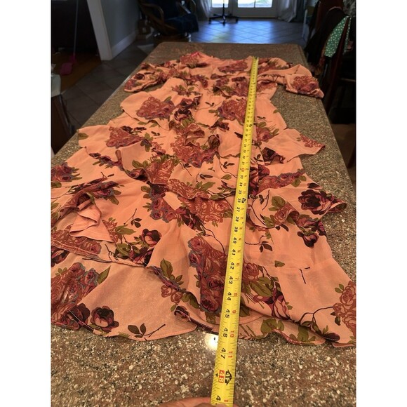 Betsey Johnson Women’s Rose Print Ruffle Cap Sleeve Wrap Midi Dress size8 - Picture 14 of 16